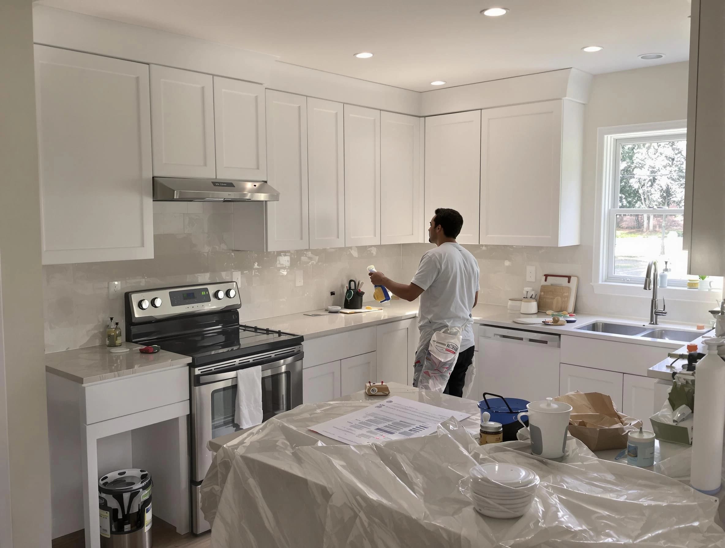 Parma House Painters performing detailed kitchen painting in Parma