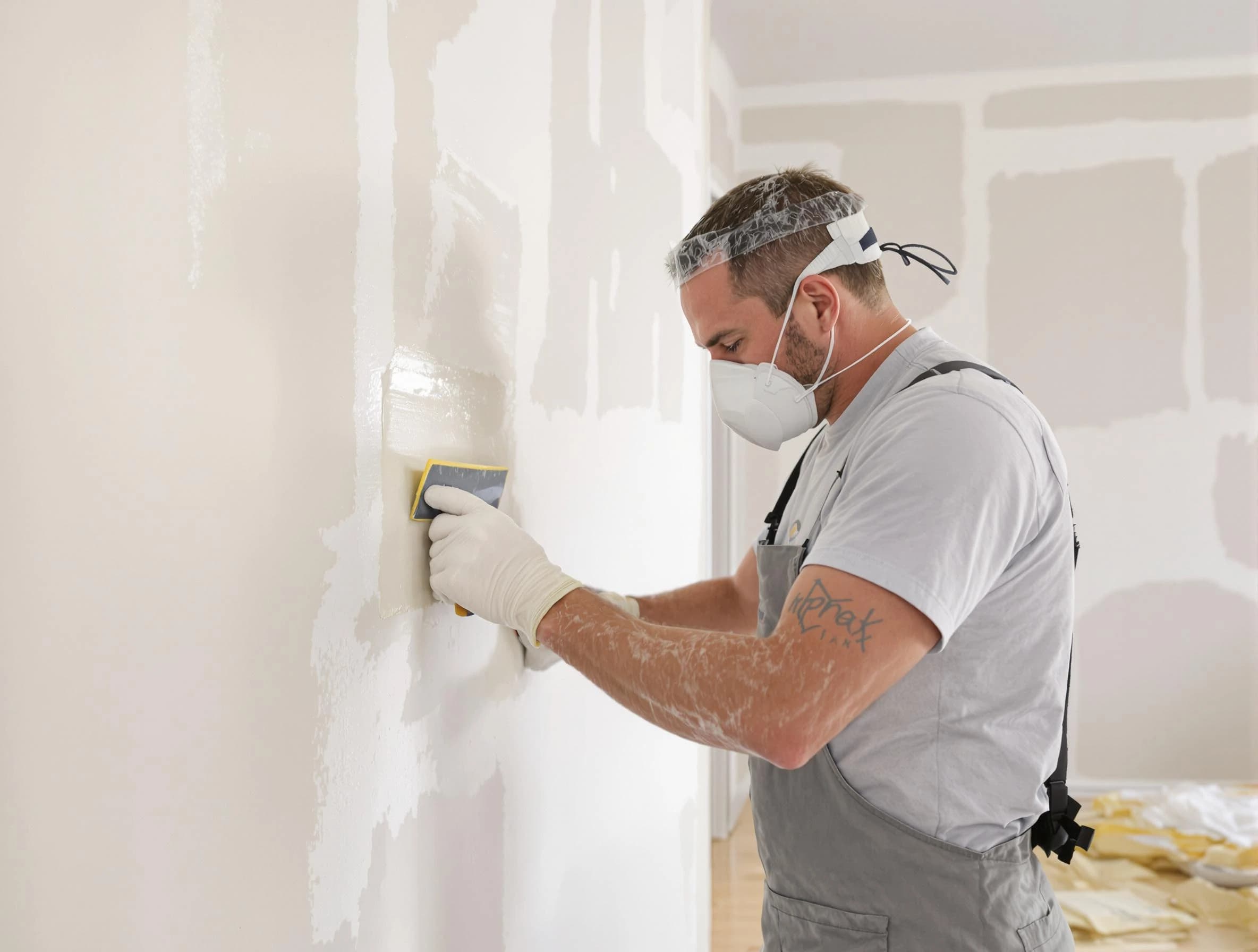 Parma House Painters technician applying mud to drywall seams in Parma, OH